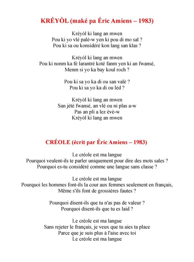 Poème Créole & Traduction Française A