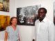 Art critic Nathalie Hainaut and Senegalese painter Corentin Faye aka Mister Co at the Guadeloupe Pool Art Fair 2019 - Photo: Evelyne Chaville