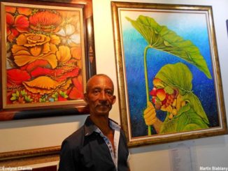 Guadeloupean painter Martin Biabiany at the Pool Art Fair Guadeloupe in 2018 - Photo: Évelyne Chaville